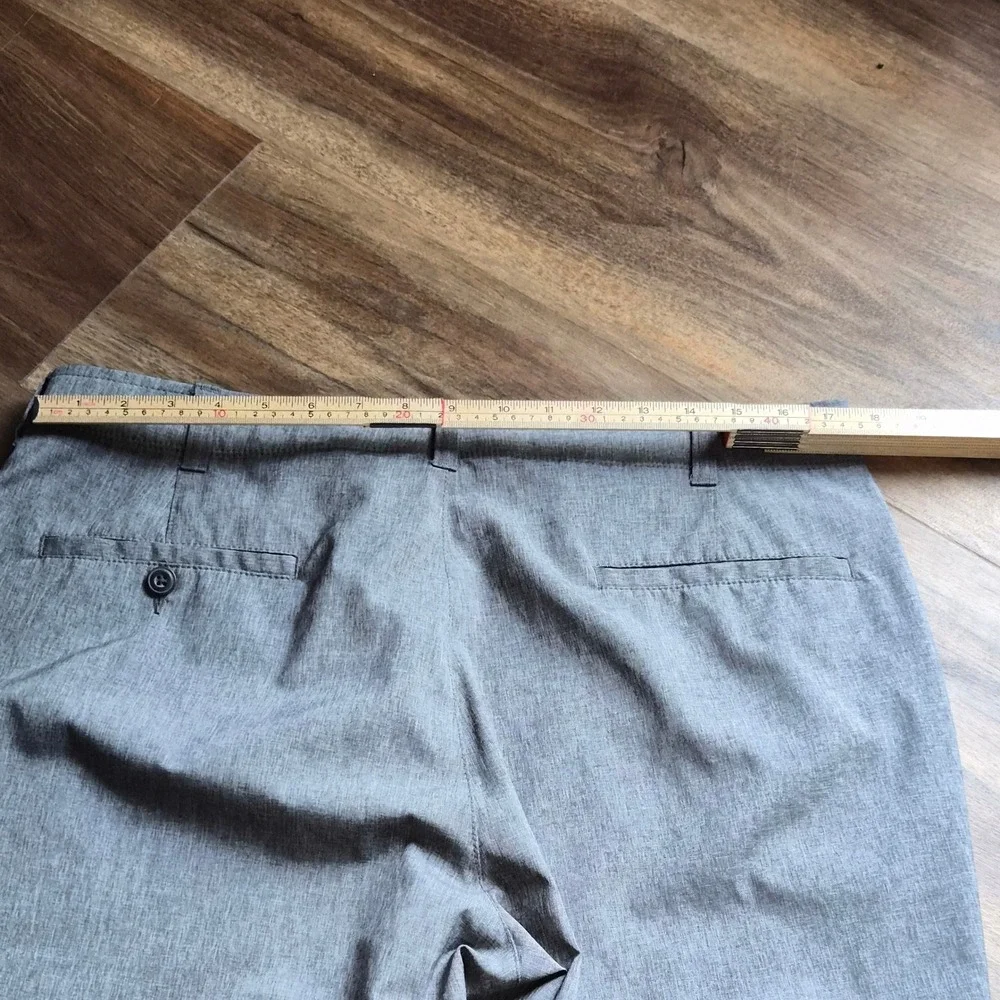 Ben Hogan Mens Gray Heathered Performance Golf Pants Flat Front Trousers 34x29